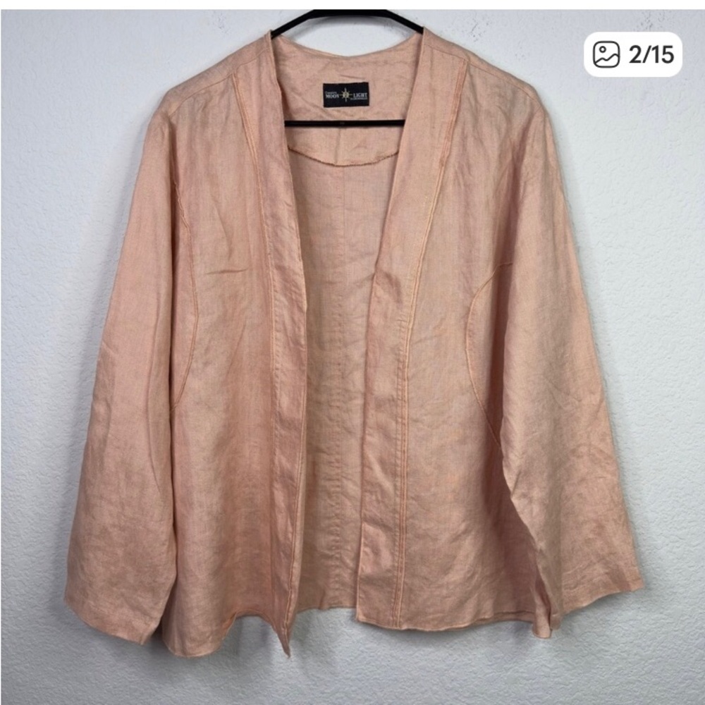 Connie's Moon Light Jacket Womens M Peach Linen Lagenlook Coastal Minimalist